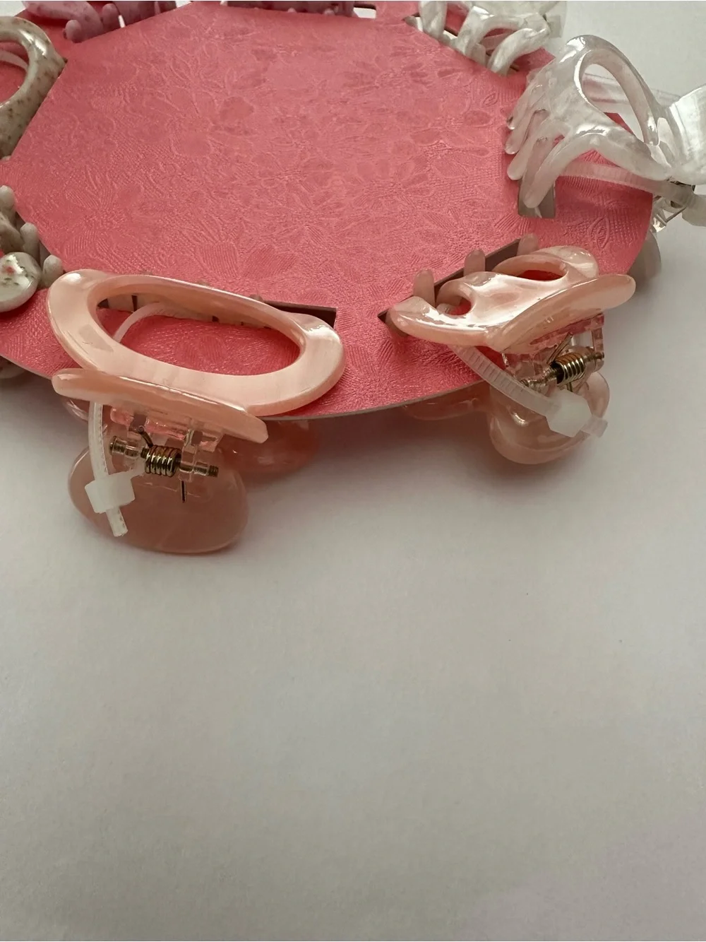 Pink Linen Small Hair Claws and Clips Bundle Pinks